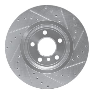 BMW X3 Brake Rotor (1) - Front Left - R1 Concepts - Drilled & Slotted - Silver - `04-`10